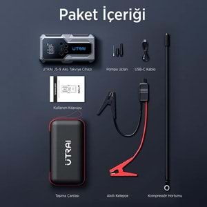 ÜTRAI JS9 15000 mAh Akü Takviye Cihazı Hava Kompresörlü Powerbank Siyah