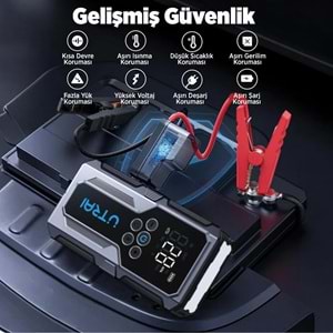 ÜTRAI JS9 15000 mAh Akü Takviye Cihazı Hava Kompresörlü Powerbank Siyah