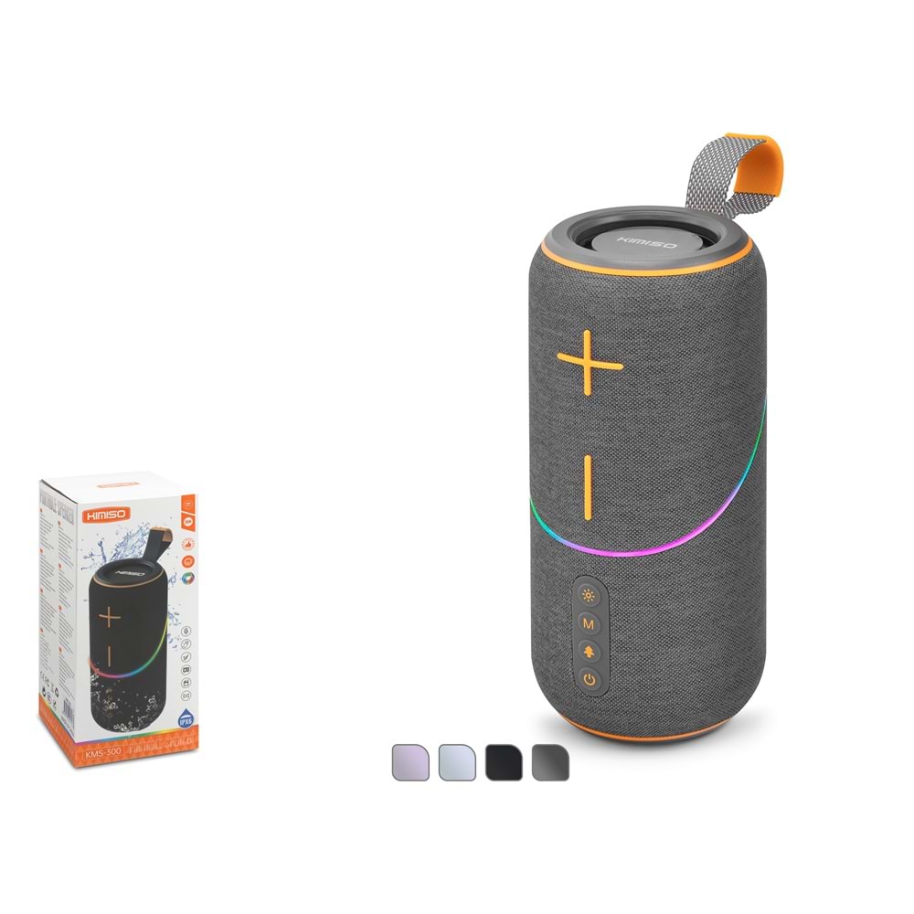 HADRON KMS300 Mini Bluetooth Hoparlör FM RGB Outdoor 9.5 x 9.5 x 21.7 cm