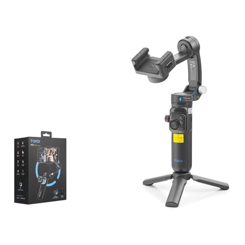 TOKQI M02 3 Eksenli Gimbal Selfie Çubuğu Bluetooth Tripod Siyah