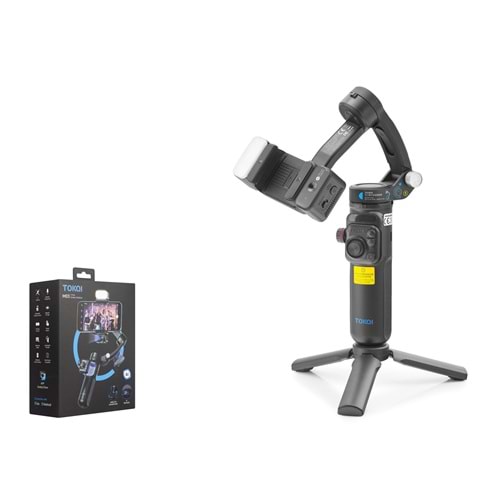 TOKQI M03 3 Eksenli Gimbal Selfie Çubuğu AI Takipli Işıklı Mikrofonlu Bluetooth Tripod Siyah