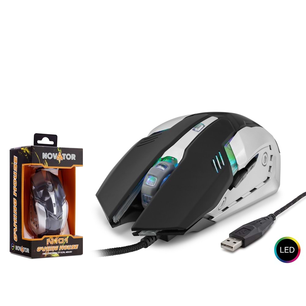 Novator N101 Kablolu Gaming Mouse Led 2000Dpi Siyah