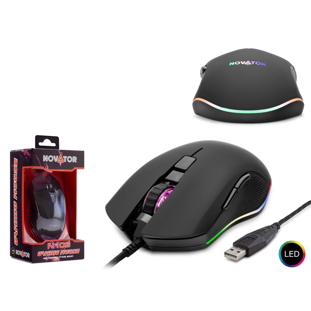Novator N103 Mouse Kablolu Oyun Usb Ledli 2000 Dpi