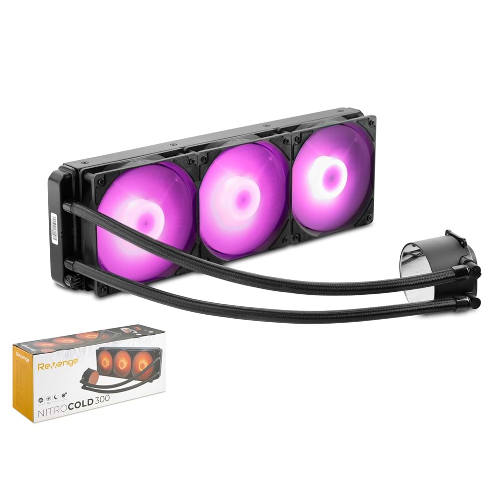 REVENGE NC300 SIVI SOĞUTMALI RGB KASA FANI 3LÜ NITROCOLD 300 36CM SİYAH