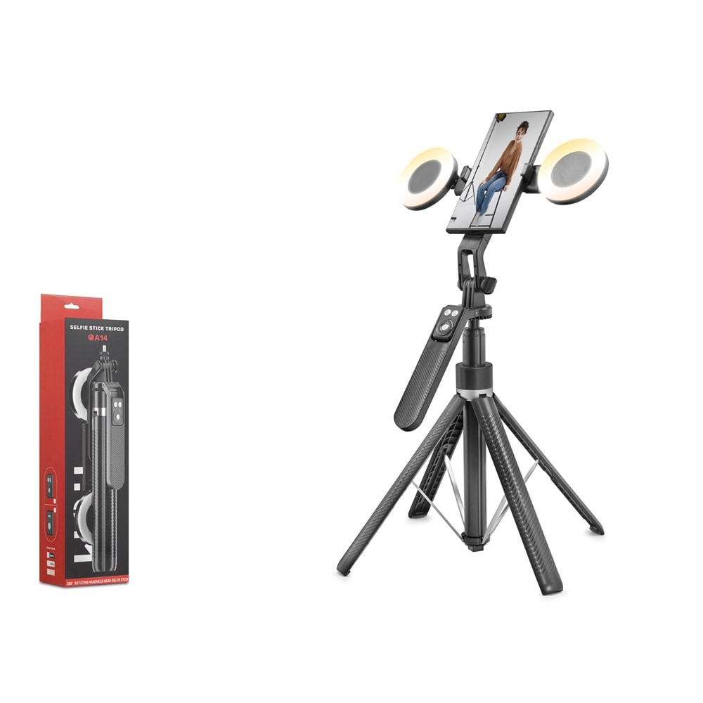 Nodar Nd1032 Tripod Selfie Çubuğu - 180cm, Bluetooth 4.2, Işıklı, Uzaktan Kumandalı