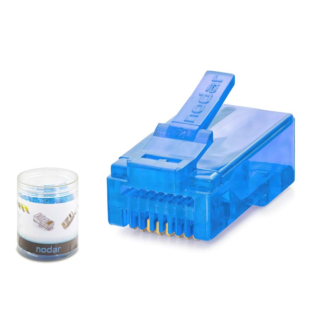 Nodar Nd2404 Cat6 Konnektör Ezrj45 100Lü Plastik Kutu Mavi