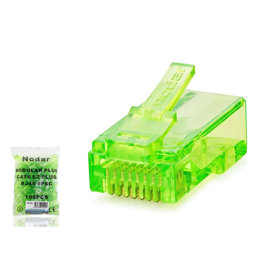 Nodar Nd2408 Cat6 Konnektör Ezrj45 100Lü Paket Yeşil
