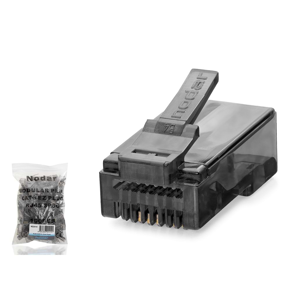 Nodar Nd2410 Cat6 Konnektör Ezrj45 100Lü Paket Siyah