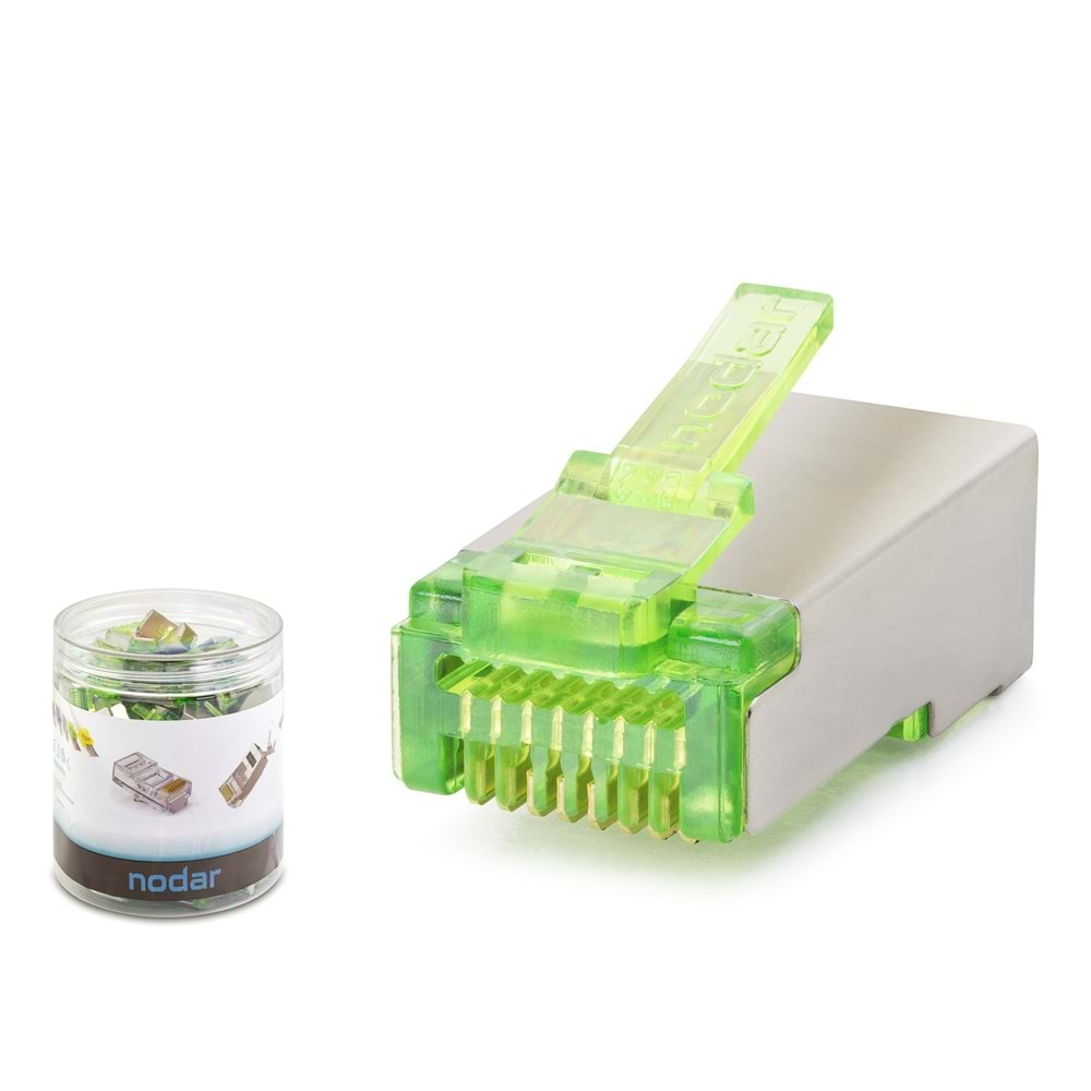 Nodar Nd2417 Cat6E Konnektör Ezrj45 Metal 100Lü Plastik Kutu Yeşil