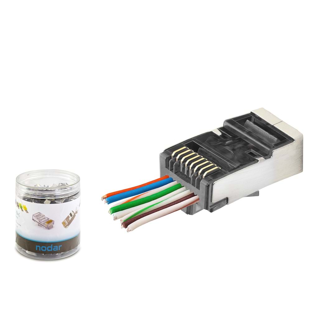 Nodar Nd2418 Cat6E Konnektör Ezrj45 Metal 100Lü Plastik Kutu Siyah