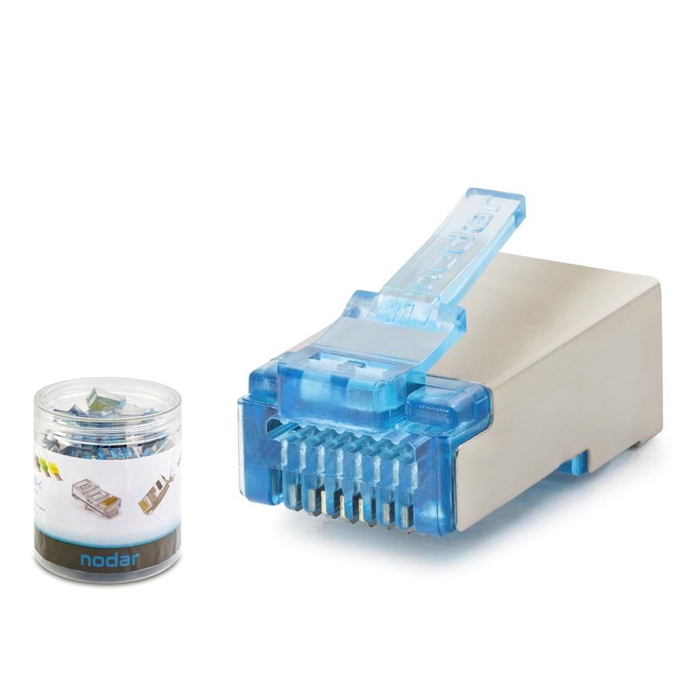 Nodar Nd2420 Cat6E Konnektör Ezrj45 Metal 100Lü Plastik Kutu Mavi