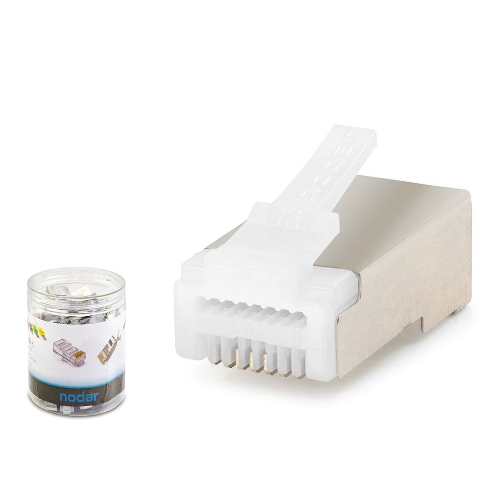 Nodar Nd2421 Cat6E Konnektör Ezrj45 Metal 100Lü Plastik Kutu Beyaz