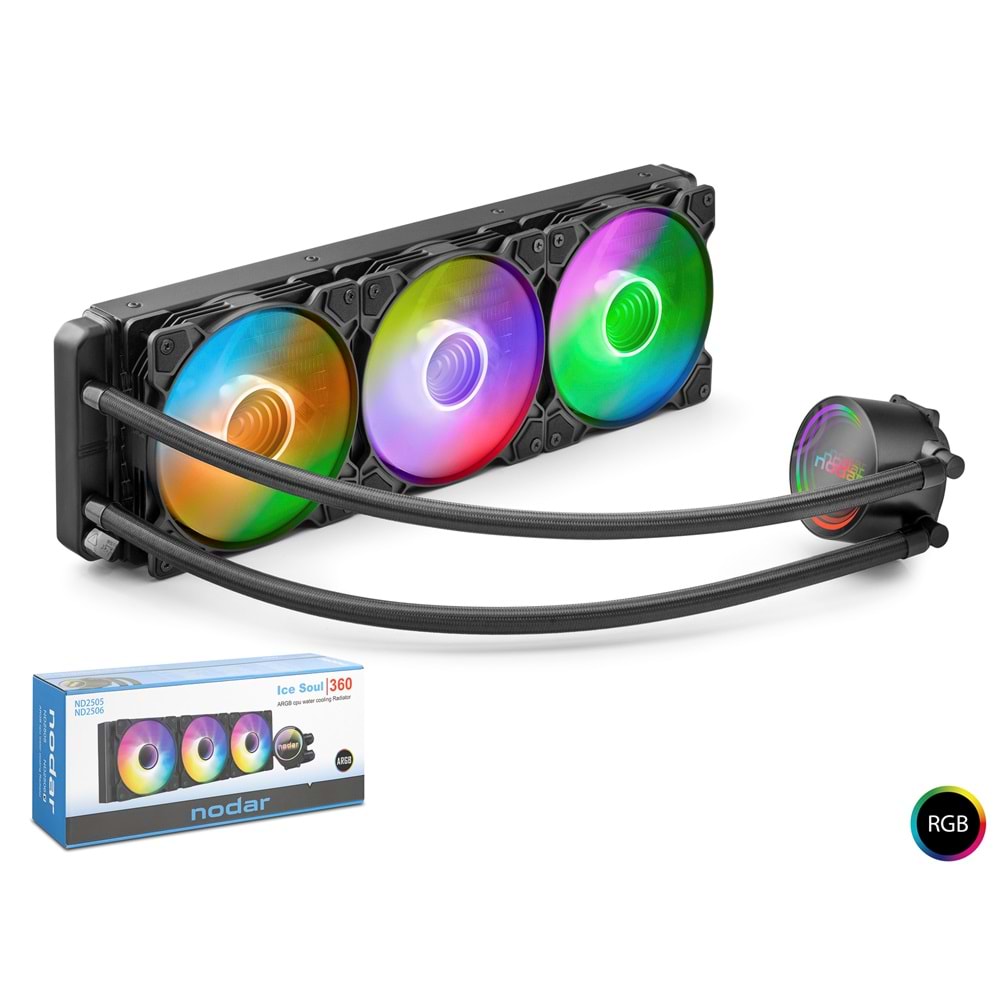 Nodar Nd2505 Sıvı Soğutma Fan 360 Argb 36Cm Siyah