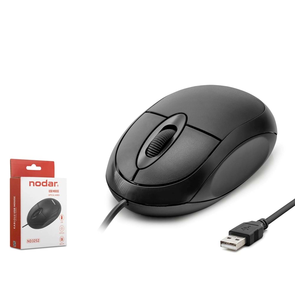 NODAR ND3252 USB Optik Mouse 800 DPI 3 Tuş Siyah