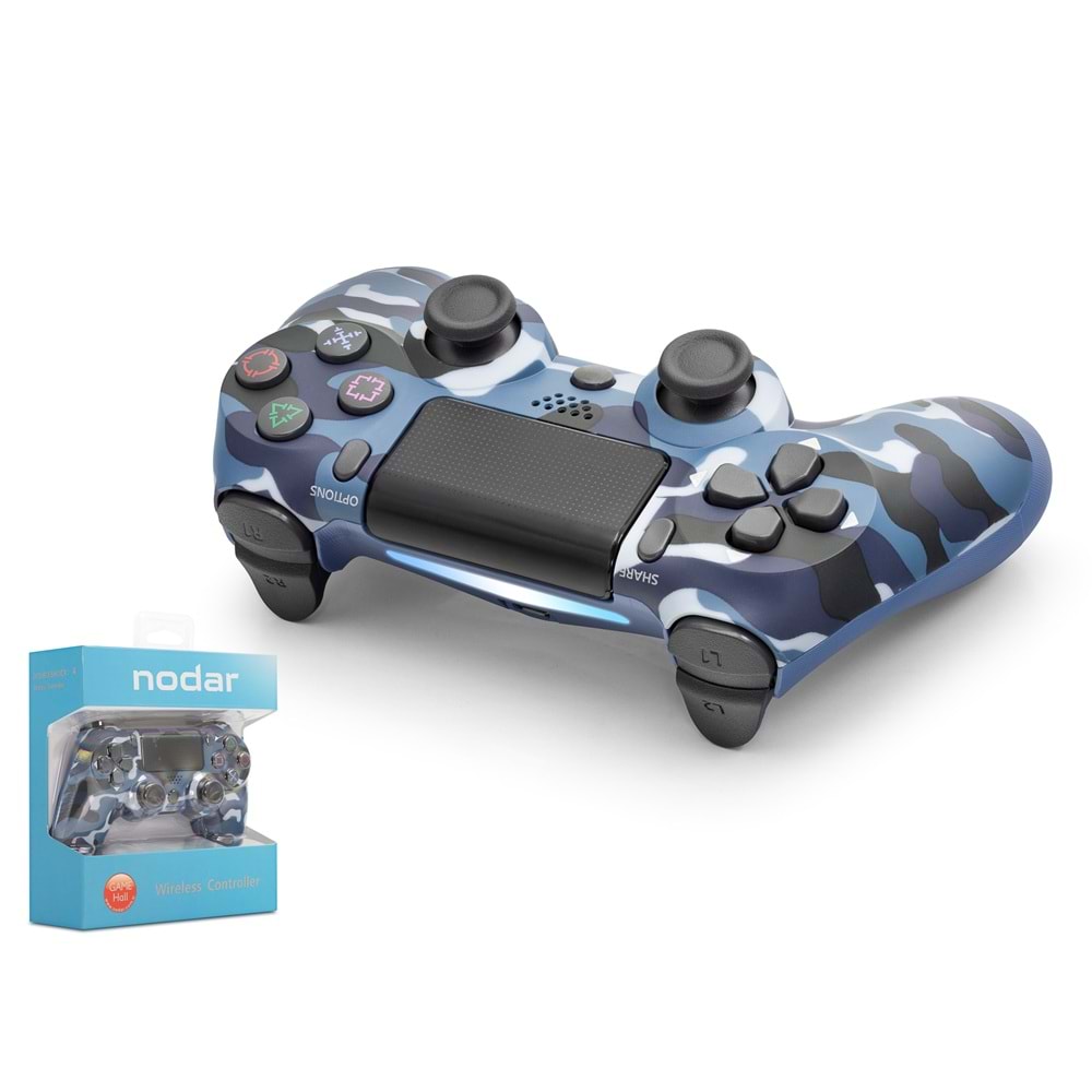 NODAR ND400M PS4 Uyumlu Kablosuz GamePad Oyun Kolu Mavi Kamuflaj