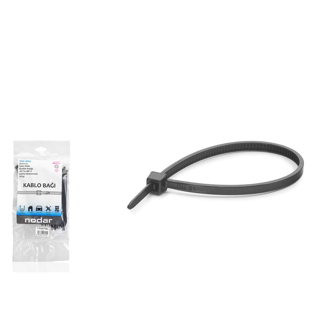 Nodar ND4800S Kablo Bağı 2.5*120 100Lü Paket Siyah