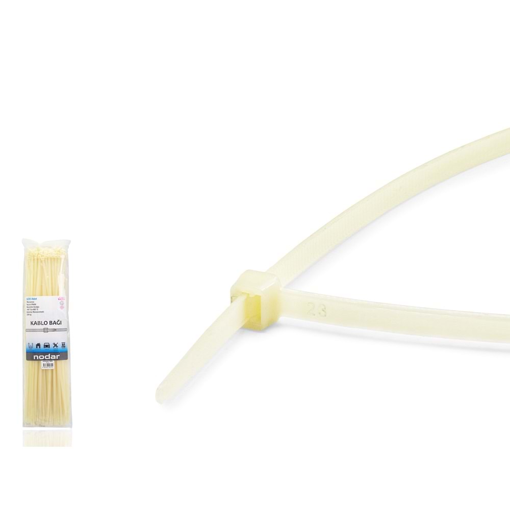 Nodar ND4810B Kablo Bağı 4.8*400 100Lü Paket Beyaz
