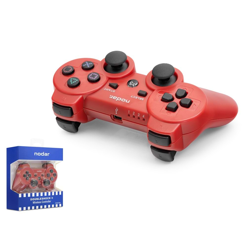 NODAR ND600B PS3 Uyumlu Kablosuz GamePad Oyun Kolu Kırmızı
