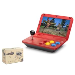 NODAR ND753 Retro Mini Arcade El Oyun Konsolu 10 İnç Katlanabilir Ekran Kırmızı
