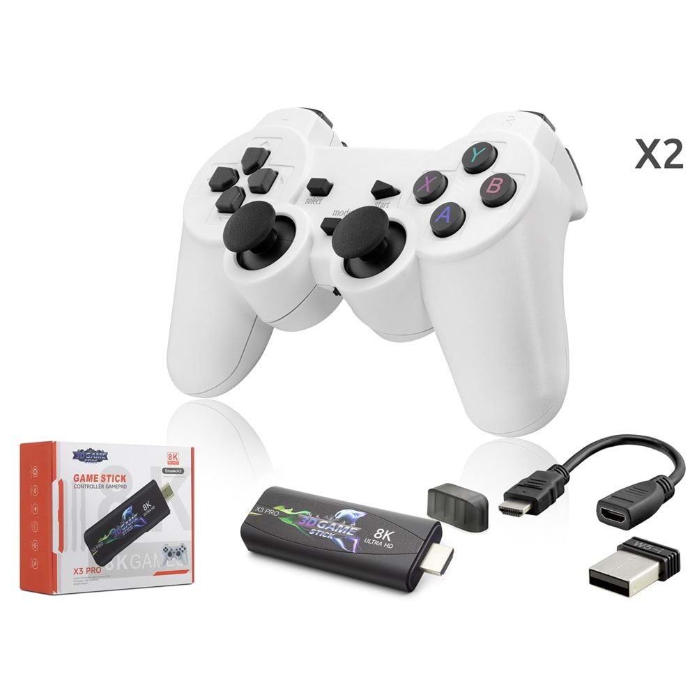 Nodar Nd767 X3 Pro Game Stick Retro Konsol – HDMI Çıkışlı, 64GB Destekli, 2.4G Kablosuz Taşınabilir Oyun Konsolu