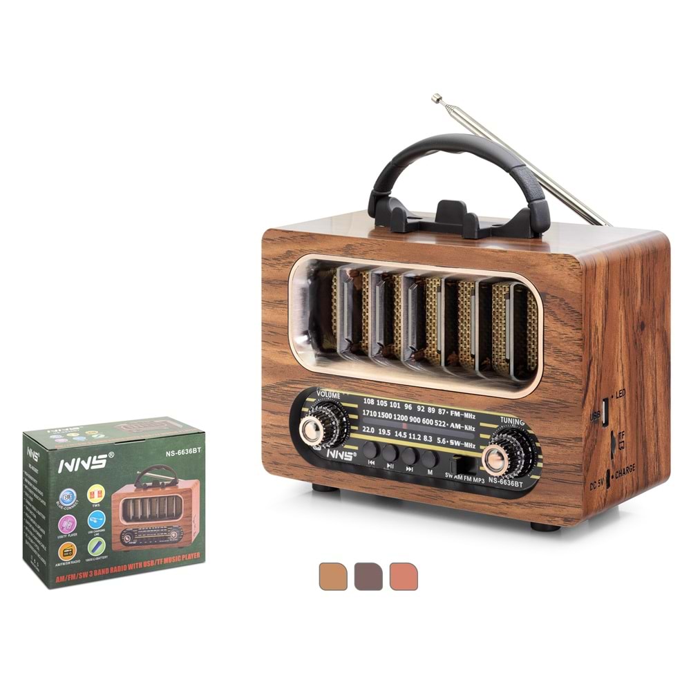 Nns Ns6636Bt Bluetooth Nostalji Speaker 200*104*152mm