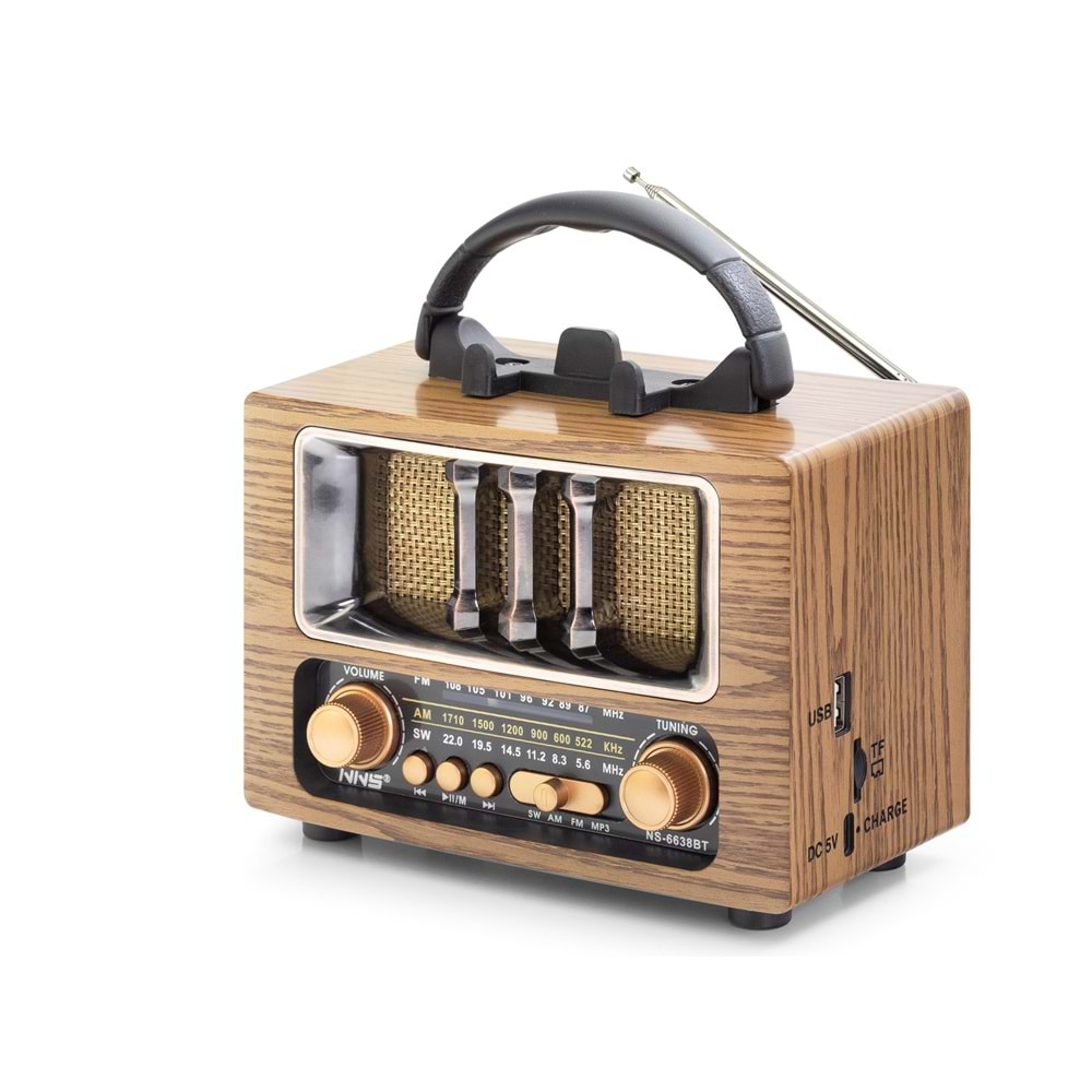 Nns Ns6638Bt Bluetooth Nostalji Speaker 167*95*138mm