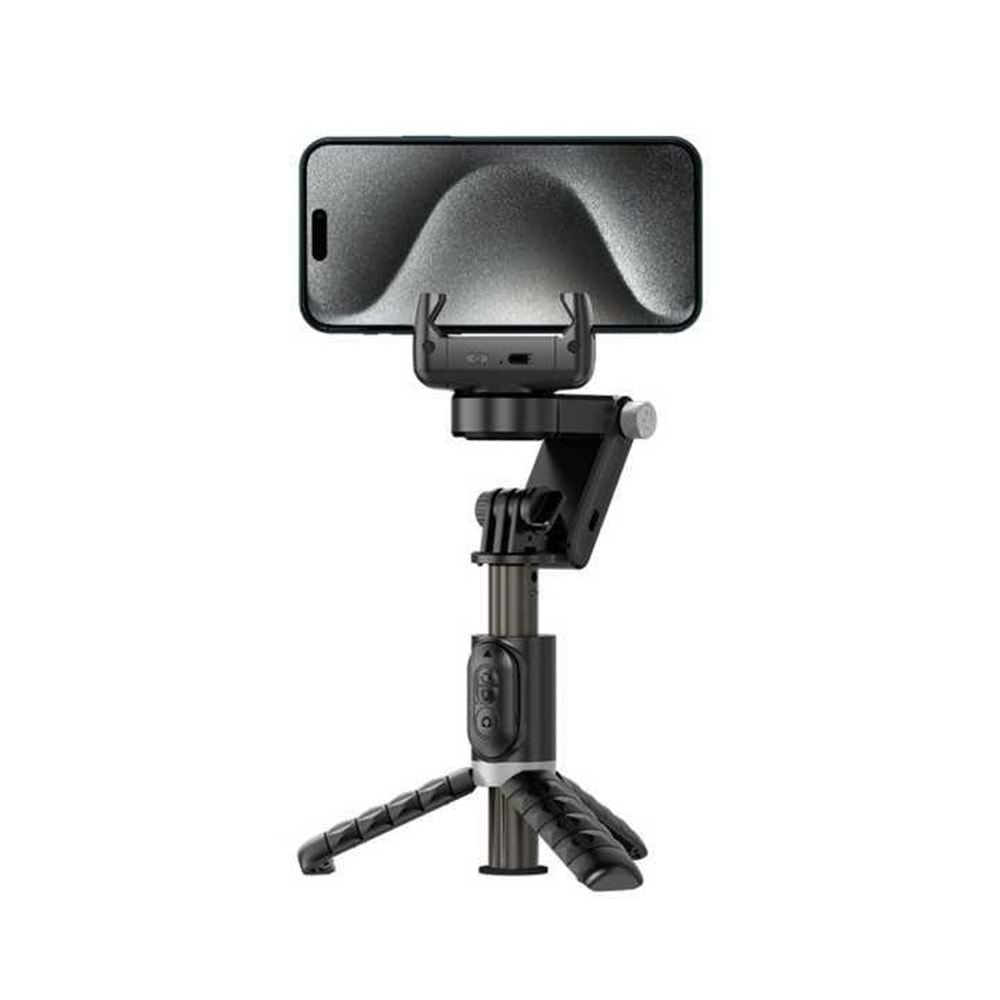 TOKQI Q18 Tek Eksenli Gimbal Selfie Çubuğu AI Takipli Işıklı Bluetooth Tripod 70 cm Siyah