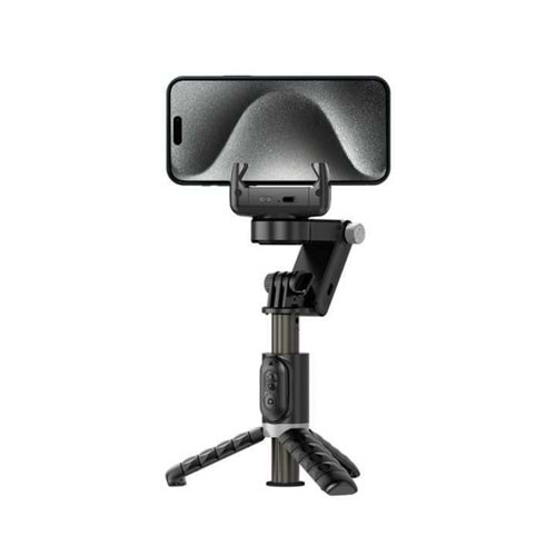 TOKQI Q18 Tek Eksenli Gimbal Selfie Çubuğu AI Takipli Işıklı Bluetooth Tripod 70 cm Siyah