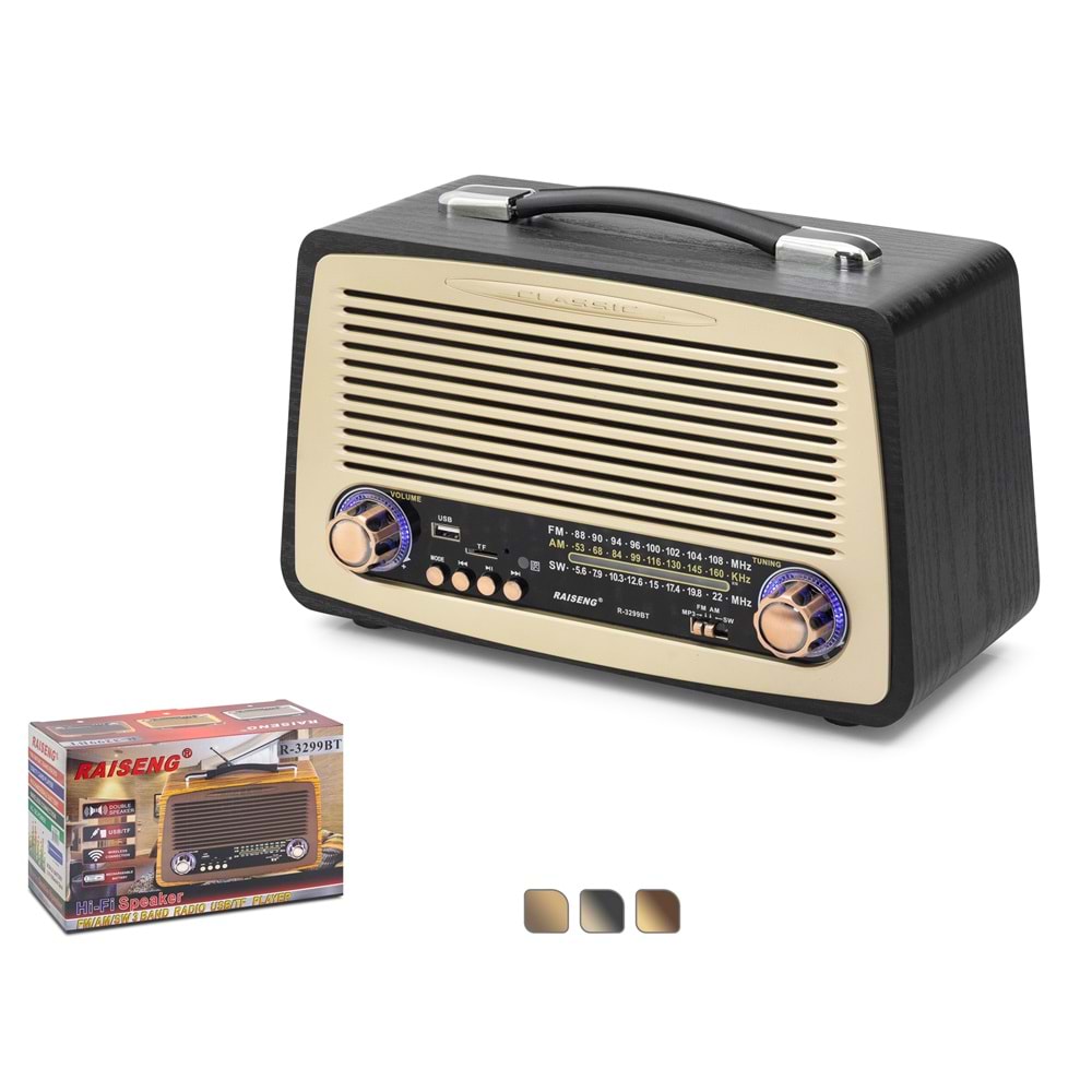 RAISENG R3299BT Bluetooth Nostaljik Hoparlör FM