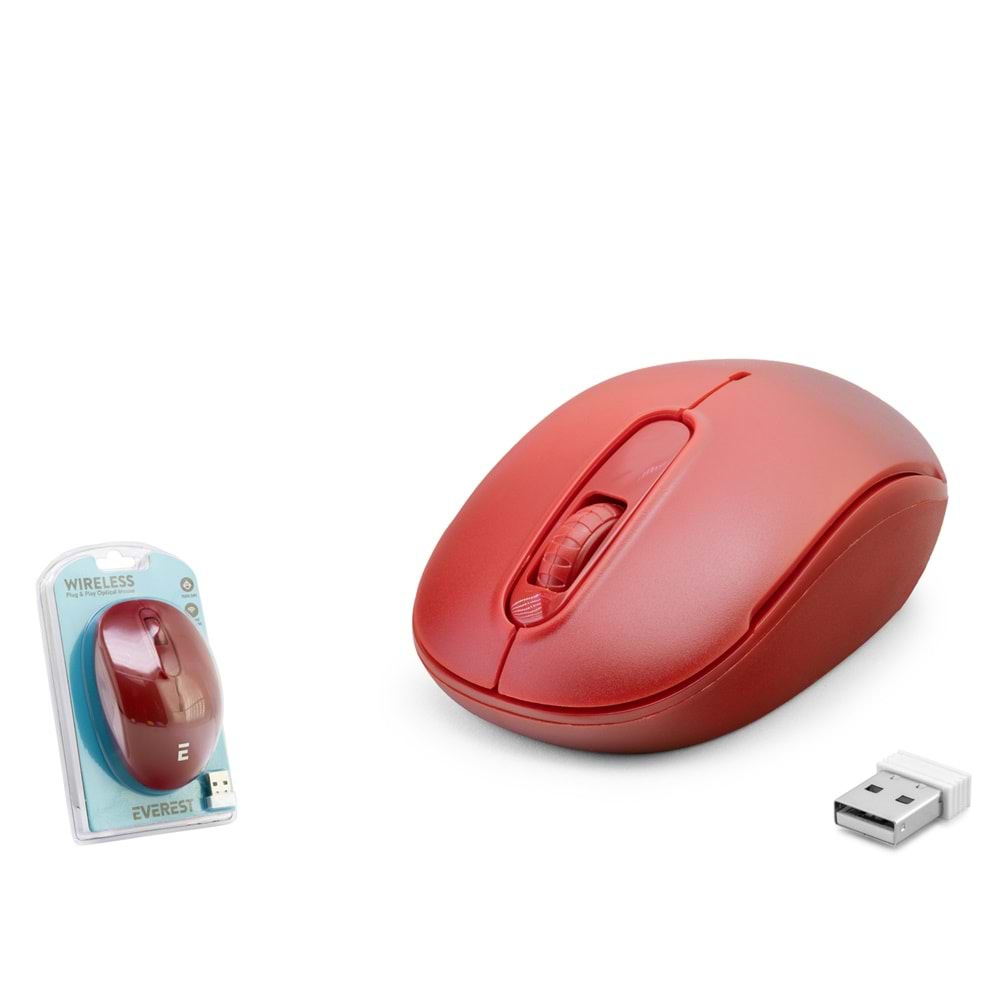EVEREST SMW-666K Kablosuz Mouse 1500 DPI - Kırmızı
