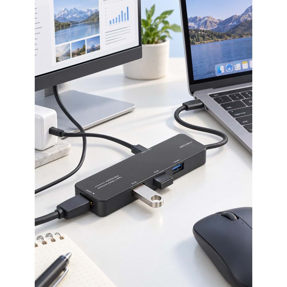 iETOP TUH305 Type-C 3.2 Gen1 Combo Hub PD HDMI 4K 5 Port 5 Gbps Siyah