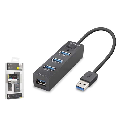 iETOP U329 USB 3.2 Anahtarlı Hub 4 Port 5 Gbps Siyah