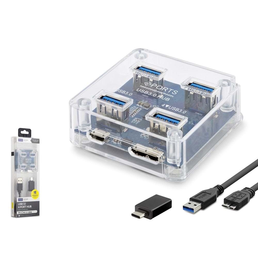 iETOP U331 USB Type-C 3.1 Hub 4 Port Şeffaf