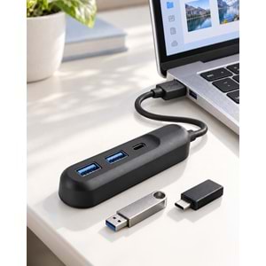 iETOP U35G05 USB Type-C 3.2 Gen1 Hub 3 Port 5 Gbps Siyah