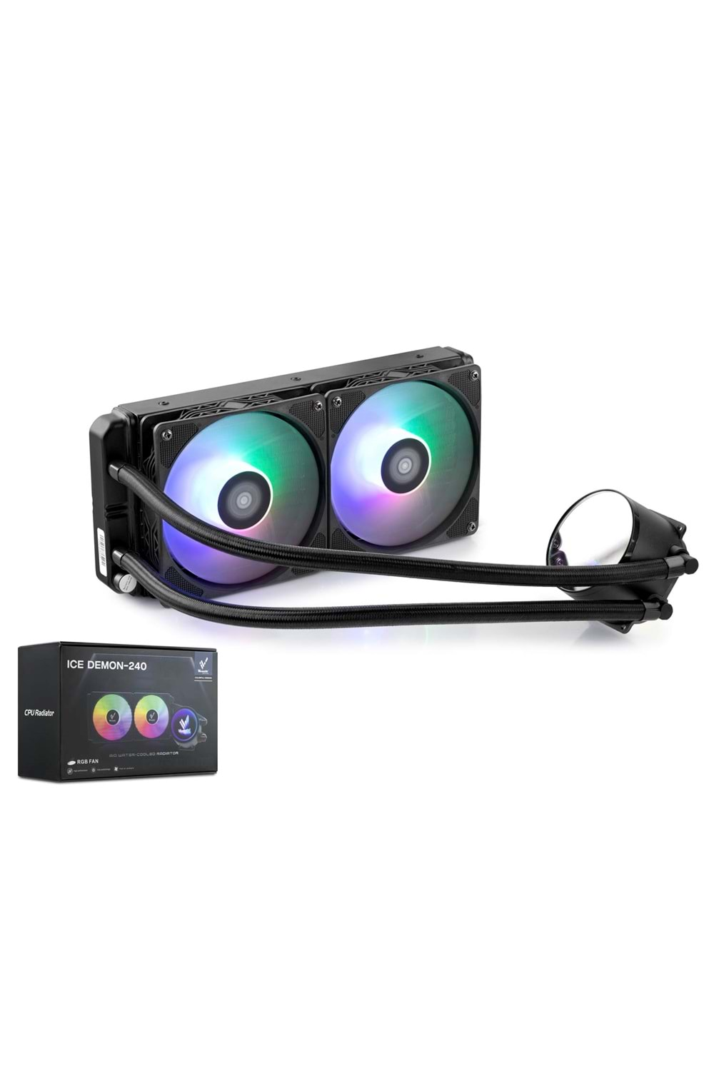 ICE DEMON-240 VERSATILE SIVI SOĞUTMALI RGB KASA FANI 2Lİ 24CM SİYAH